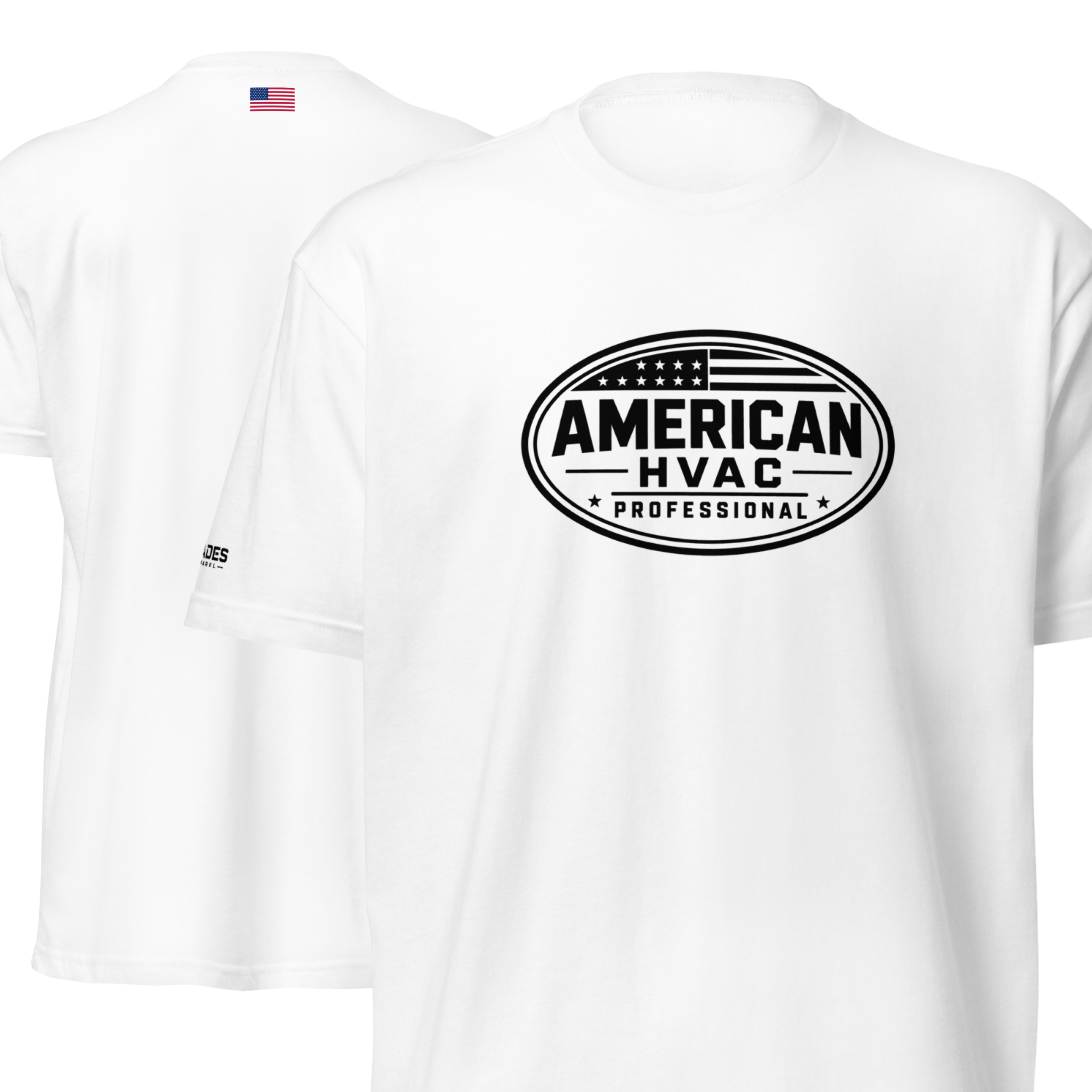American HVAC Pro BW Emblem - Flag Back 6210 T-Shirt