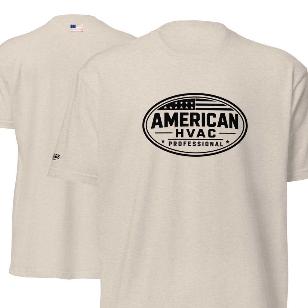 American HVAC Pro BW Emblem - Flag Back 6210 T-Shirt