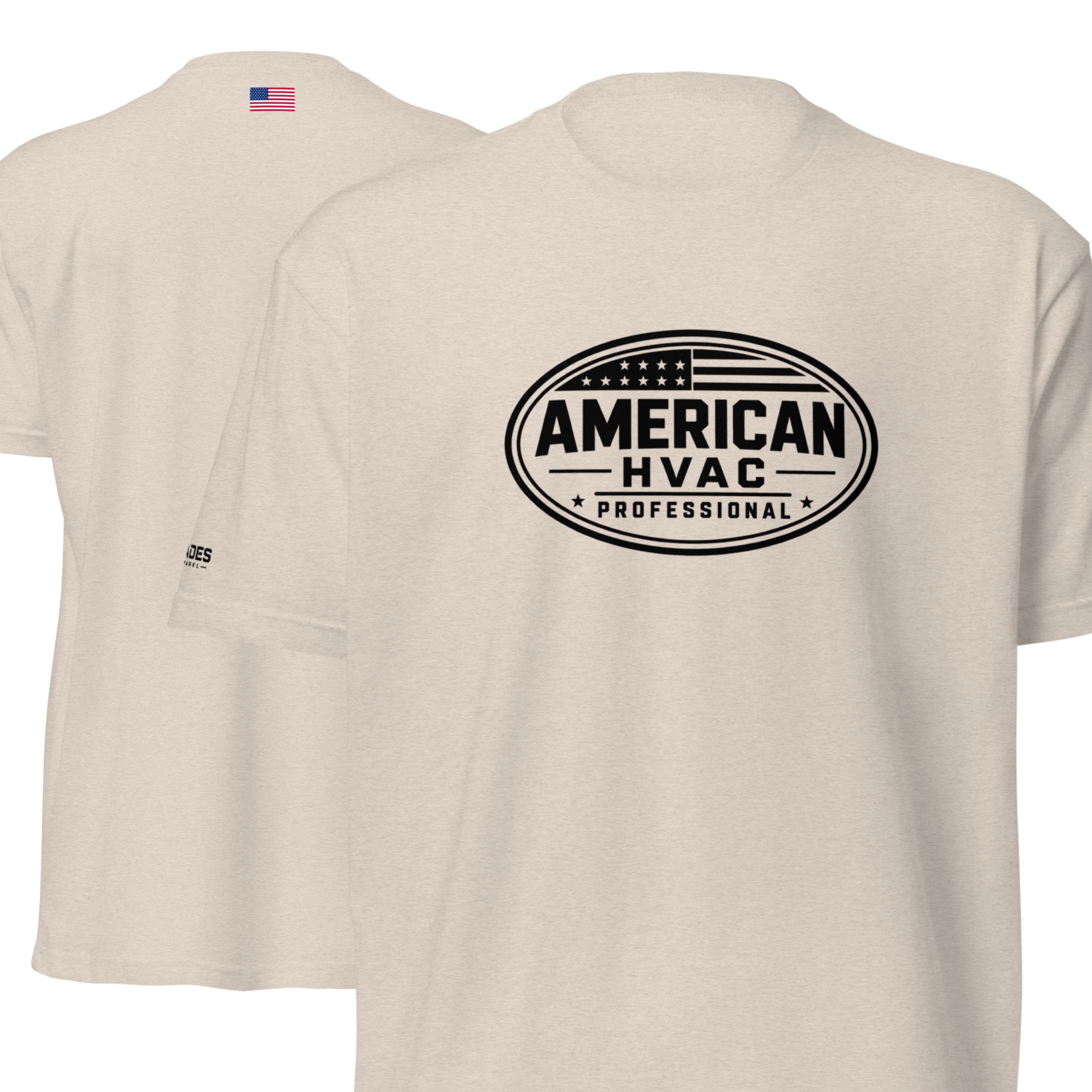 American HVAC Pro BW Emblem - Flag Back 6210 T-Shirt