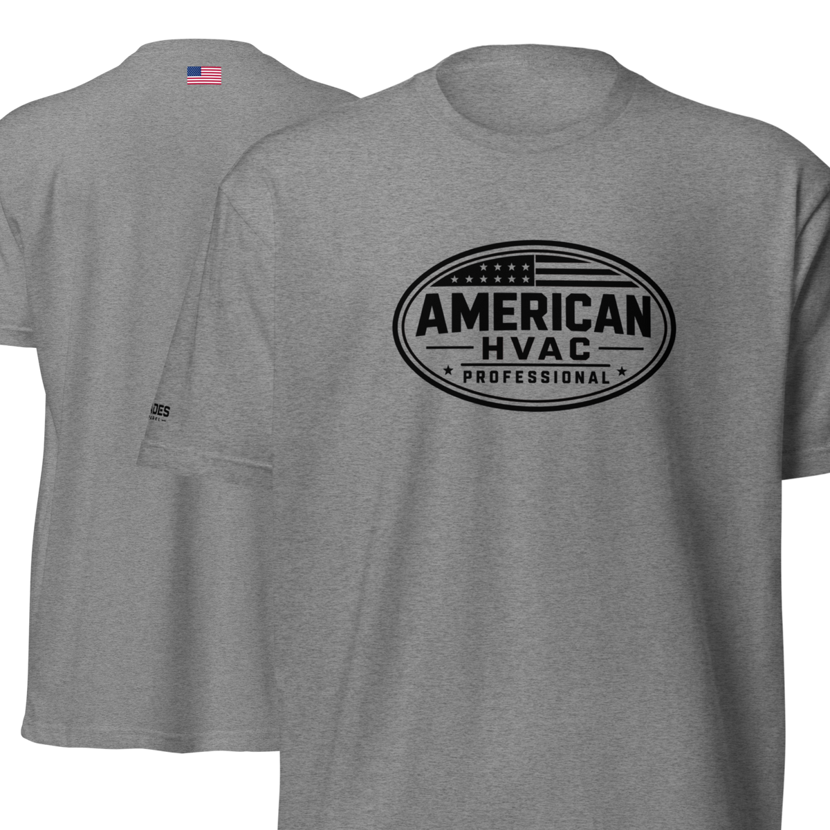 American HVAC Pro BW Emblem - Flag Back 6210 T-Shirt