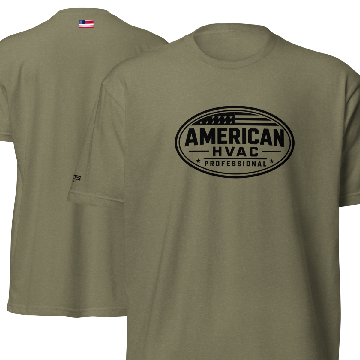 American HVAC Pro BW Emblem - Flag Back 6210 T-Shirt
